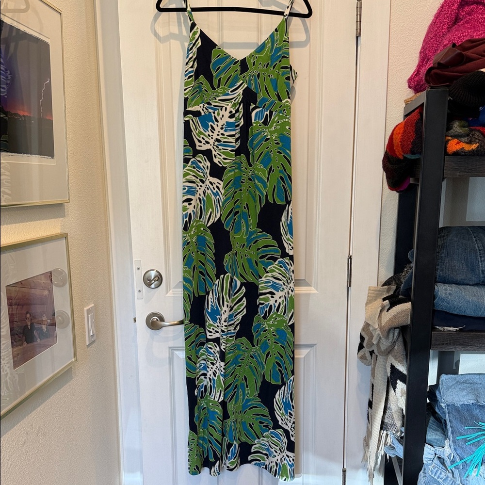 Tommy Bahama Green Palm-Print Slip Dress - size Large